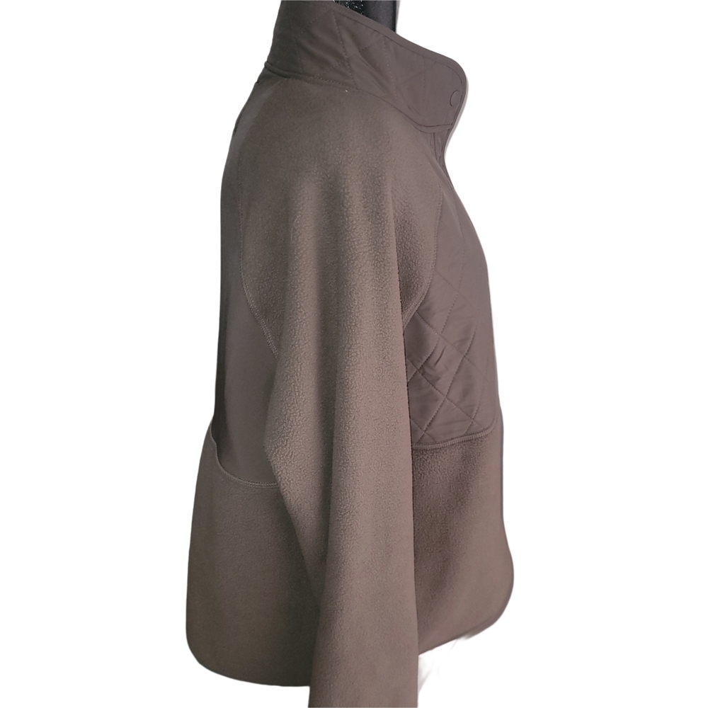Gap Fit Womens Taupe Quilted Panel Fleece Snap Button-Up Jacket Size XL - Picture 5 of 8